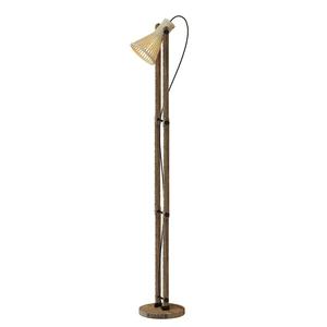 Natural Newly Design Style Black Custom Lamp Floor Creative E27/E26 Bulb Standing Wooden Floor Lamp for Living Room