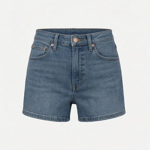Women's Straight Denim Shorts Fashion Jeans Mid Waist High Stretch Summer Time Wear Stone Wash Ripped Premium Quality Casual