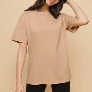 Plus Size Women's Summer Cotton Knitted Tshirt Loose Breathable Eco-friendly Soft Fabric Custom logo Relaxed O Neck Fit Casual