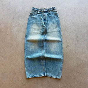 Fast Sampling Custom 100% Cotton Jeans Manufacturer Sun Faded Denim Pants High Quality Streetwear Oversized Baggy Denim Jeans