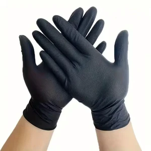 SS 100pcs Nitrile Disposable Gloves 8Mil Heavy Duty Industrial Raised Diamond Texture Gloves Latex Free Safety Work Car Washers