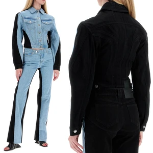 Women's stylish two-tone denim jacket set Customized high quality cotton fabric two-tone denim jacket for women