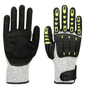 Heavy Duty High Impact Resistant Waterproof TPR Impact Breathable Sandy Nitrile Cut Resistant Safety Work Gloves