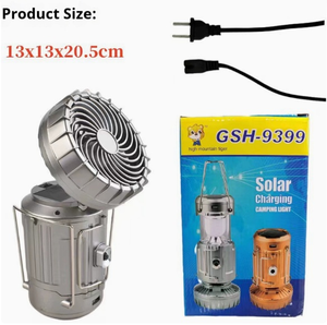 2026 New Multifunctional Camping Lantern with Fan | Portable Solar Charging Light & Power Bank for Emergencies