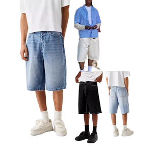 Custom OEM Men Straight Denim Shorts Crystal Zipper Button Retro Loose Fit Half Length Outdoor Fashion Overalls Casual Summer