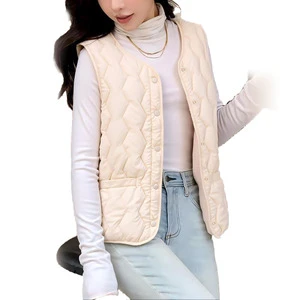 Plus Size Double Breasted Waterproof Breathable Quilted Vest-Curvy Friendly Fleece Lined Padded Waistcoat for Women