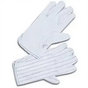 ESD Gloves with PVC Dots on Palm Polyester Material Anti-Slip 22cm Length Resistivity 10e6-7 Ohm Cleanroom Use