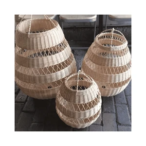 Handmade Bamboo Lanterns Natural Weaving Decorative Basket Style Home Decoration Set of Three Sizes
