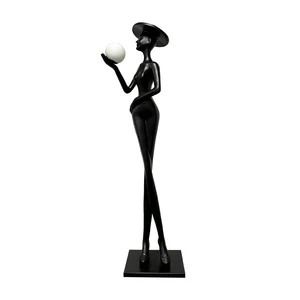 Modern Sculpture Floor Lamp, Black Resin Floor Lamp for Bedroom Living Room Corridor Hotel Villa