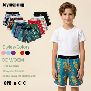 OEM ODM Cartoon Printing Swimming Beach Trunks Pants Kids Board Shorts Custom Swim Shorts Boys 4 Way Stretch For Kids