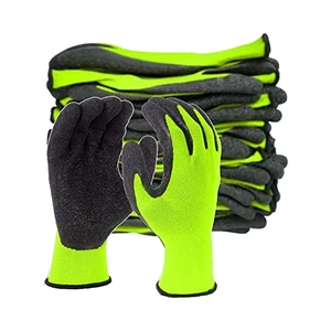 Men/Women 9/L Green Crinkle Latex Rubber Work Gloves 12Pair Hand Arm Protection Anti-Slip For Construction Assembly
