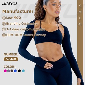 Custom Private Label Women's Long Sleeve Bolero Yoga Shrug Seamless Athletic Top Thumb Hole Gym Workout Crop Activewear