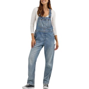 Women Slim Fit Denim Overalls Classic Adjustable Strap Light Wash Soft Fabric Anti-Bacterial Digital Printing Casual Daily Wear