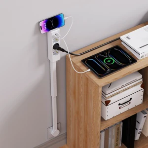 New Design Wall Charger Multi Plug Power Socket Extender With 180 Degree Rotation For Easy Access Extendable 25cm EU Standard