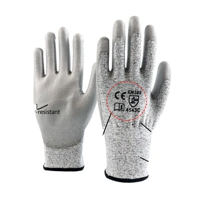 EN388 4543 Hand Safety Construction Gloves PU Coated Anti-Cut Anti-Slip Work Glove Level 5 Cut Resistance Working Glove