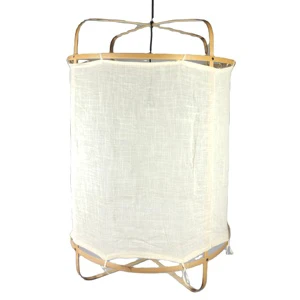 Trendy Natural Fabric Lamp Bamboo Structure Collapsible Fabric Lamp