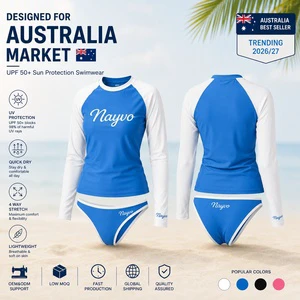 Nayvo Custom One Piece Swimsuit For Women Long Sleeve Rash Guard Surfing Bathing Rash Vest Swimwear With Brief-Cut Bottoms