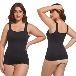 European American Hot Selling Seamless Square Collar Long Vest Plus Size Waist Shaping Nylon Bodysuit Women