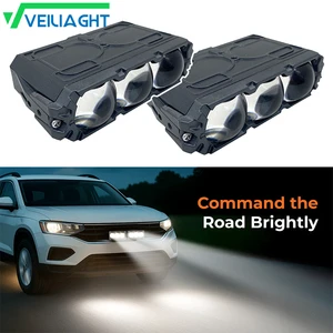 Factory Price 3 Lens Led Grille Light Projector High Low Beam New Car Grill Front Lamp Universal Fitment Retrofit/Upgrade 10-30V
