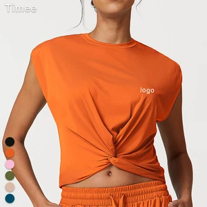 Relaxed Breathable Comfortable Solid Color Short Sports Fitness Top Yoga Top