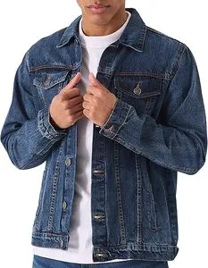 Wholesale Manufacturer Custom Designer Denim Jeans Jackets Sets Men Coated Stand Breathable Windproof 100% Cotton Hip Hop Style