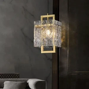 JYLIGHTING High Quality Modern Gold Glass Pendant Lights Water-ripple Glass Shad Bedroom and Living Room Pendant Light