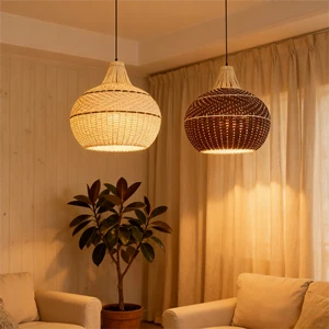Wholesale Bamboo Hanging Lamp for Indoor Use Traditional Chinese Design Handmade Rattan Pendant Light
