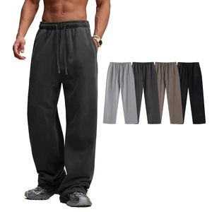 DUOLLB Men's Casual Pants 100% Cotton Spring Autumn Trendy Sports Sweatpants with Elastic Waist Straight Leg Loose Fit