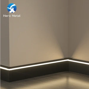Foshan Factory Lighted Aluminium Baseboard 80mm Decorative Wall Metal Skirting Profile Led Skirting Board With Led Light