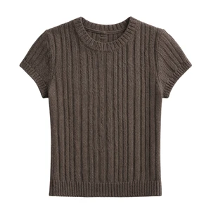 Women’s Textured Ribbed Knit Tee Short Sleeve Crew Neck Slim Fit Casual Summer Soft Stretch Pullover Top Everyday Comfort Style