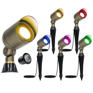 MR16 Brass Landscape Light RGBW Landscape Lighting Outdoor Garden Lights 6W 24V IP65 Waterproof Low Voltage RGBW