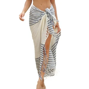 2025 New Style 100% Rayon Hawaiian Beach Cover up Sarongs Aloha Women Custom Wholesale Soft Women Beach Wear Pareos Sarongs