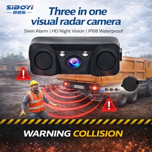 3-in-1 AHD Radar Reverse Camera 12-24V HD Night Vision 170 Wide Angle Waterproof Backup Camera Truck Bus RV 4 Pin Din