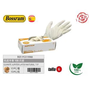 Jupiter Natural Latex Disposable Safety Gloves Box of 100 Units with T-P Protection