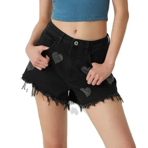 Customized Women's Straight Denim Shorts Mid Waist Streetwear Vintage Casual Summer High Quality Low Price 100% Cotton