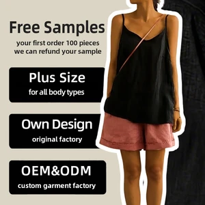 Women's Plus Size Casual Solid Summer Sleeveless Breathable Cotton Bamboo Tank Top Black Red Loose Camisoles Vest