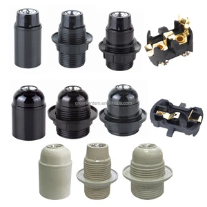 Bakelite Light Bulb Socket Electrical Black Plastic Lamp Holder E14 E27 with Ring Lighting Fitting Screw Phenolic Sockets