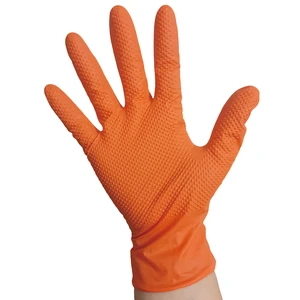8 Mil Orange Diamond Grip Chemical Resistant Waterproof Oil Resistant Powder Free Industrial Safety Disposable Nitrile Gloves
