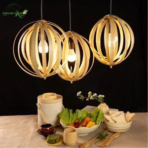Handmade Modern Minimalist Sculptural Bamboo Pendant Lamp with Light Cover for Indoor Use Inspired by Natural Rhythm