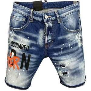 Summer Breathable Button Woven Denim Shorts Men's Casual American High Street Loose Straight Mid-length Quarter Pants