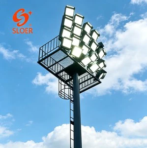 SLOER Galvanized Polygon Stadium 15m 16m 18 Meter 25m 30m 35m 50m Led Flood Drawing High Mast Lighting Pole