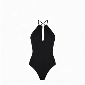 Hot Sale Nylon Spandex Vacation Fashion Halter Swimwear Bathing Swimsuit Belly Cover Bikini Set in Summer