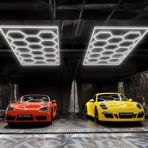 RGB Outer Bezel Hexagonal LED Hexagonal Honeycomb Work Light Hexagonal Garage Light Ceiling Light for Car Beauty Barber Shop