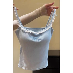 Unique and Stunning Lace Edge Camisole Vest for Women with Chest Pads for Summer Wear, Paired with a Sweet and Spicy Back Top