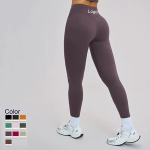 High Waist Elastic Brushed Tight Solid Quick Dry Yoga Pants Tummy Control Butt Lift Outdoor Sports Fitness