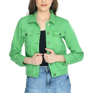 New Style Women's Long Stretch Denim Jacket Breathable Plus Size Eco-Friendly Finished Cotton Spring Autumn Plain