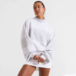 Women's Oversized Mock Neck Pullover Sweatshirts Long Sleeve Winter/Autumn Fleece Front Logo Casual Tops Color Block Women Sweat