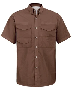 Customized Short Sleeve Fishing Shirt with UPF 50+ UV Protection Wicking Fabric & Casual Button Suit Sun Protective Fishing Wear