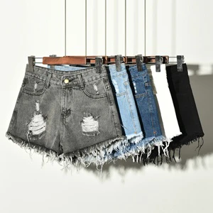 Elastic New Style Fat Girls Lady Women Ripped Jeans Shorts Plus Size Large Size Stretch Denim Jean Shorts