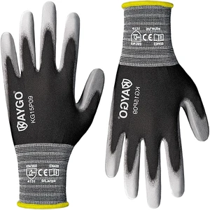 18 Gauge Nylon PU Coated Safety Gloves - Anti-Slip, Durable, Breathable, Machine Washable, Silicone-Free